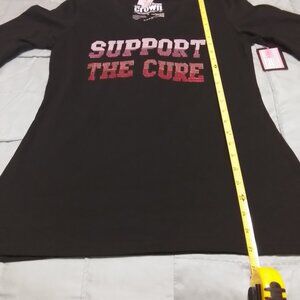 Vintage American Crown Bling Support The Cure VNeck Long Sleeve T- Shirt Large